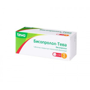 БИСОПРОЛОЛ-ТЕВА 5МГ. №50 ТАБ. П/П/О /ТЕВА/ БИСОПРОЛОЛ-ТЕВА 5МГ. №50 ТАБ. П/П/О /ТЕВА/