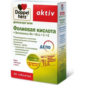 ДОППЕЛЬГЕРЦ АКТИВ ФОЛИЕВАЯ К-ТА+ВИТ.С+ВИТ.Е+ВИТ.В6+ВИТ.В12 №30 ТАБ.