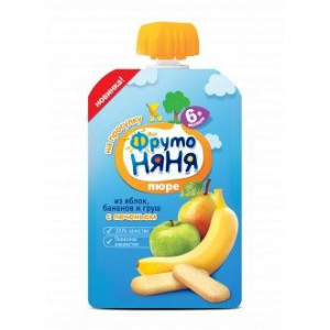 ФРУТОНЯНЯ ПЮРЕ 90Г. ЯБЛОКО+ГРУША+ПЕЧЕНЬЕ+БАНАН 6+МЕС. ДОЙПАК ФРУТОНЯНЯ ПЮРЕ 90Г. ЯБЛОКО+ГРУША+ПЕЧЕНЬЕ+БАНАН 6+МЕС. ДОЙПАК