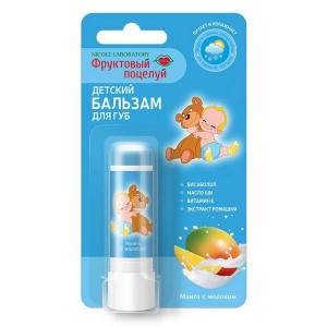 ФРУКТ.ПОЦЕЛУЙ БАЛЬЗАМ Д/ГУБ ДЕТС. МАНГО С МОЛОКОМ 3,7Г.