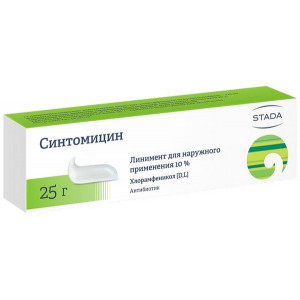 СИНТОМИЦИНА 10% 25Г. ЛИНИМЕНТ ТУБА /НИЖФАРМ/