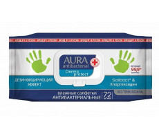 АУРА ДЕРМО ПРОТЕКТ САЛФЕТКИ ВЛАЖН. А/БАКТ. РОМАШКА №72 БИГ-ПАК КРЫШКА [AURA]